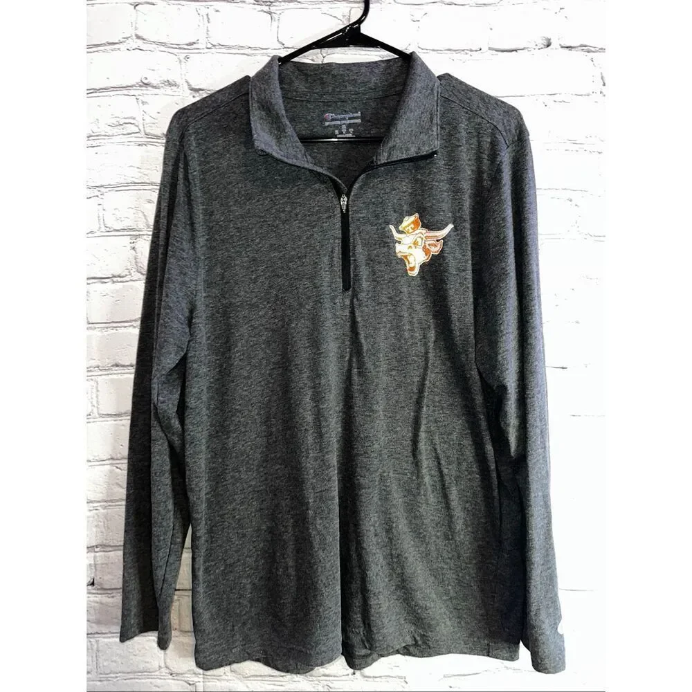Champion Texas Longhorns Quarter Zip Pullover Men’s Medium Gray College Vault